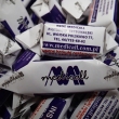Candy with individual print advertising.